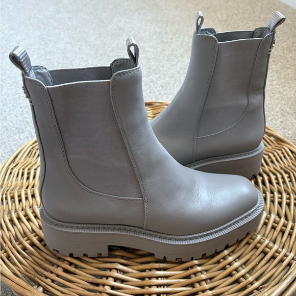 Sam Edelman Laguna Pebble Grey Leather Chelsea Moto Boots Size 7 - Picture 3 of 10